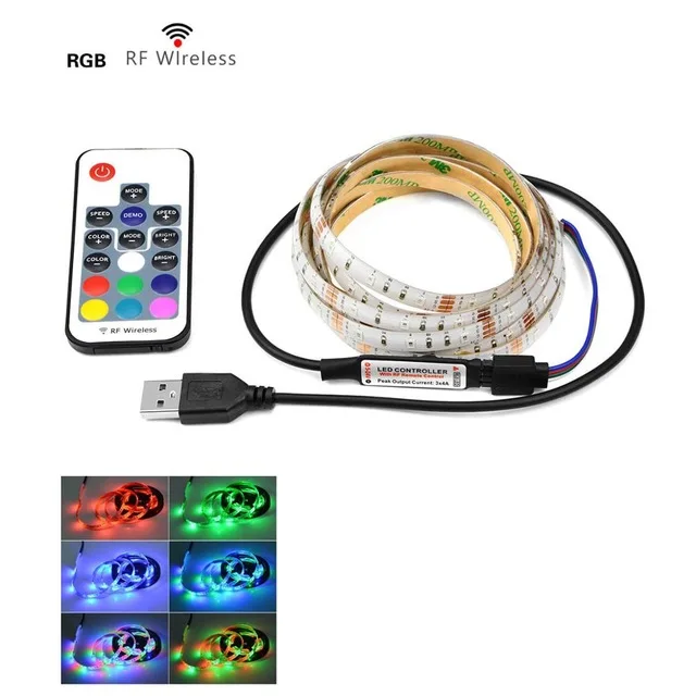 2835 SMD RGB USB зарядное устройство светодиодный светильник 5 в постоянного тока USB кабель светодиодный светильник гибкая лента 1 м 2 м 3 м 4 м 5 м RF IR RGB пульт дистанционного управления - Испускаемый цвет: RGB With 17KEY RF