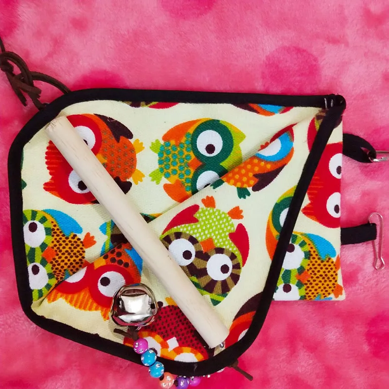 Bird nest multicolor cute pattern comfortable bird triangular wood and canvas made product | Дом и сад