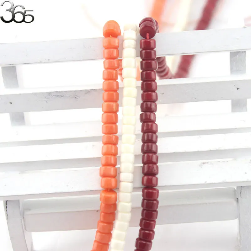 

Free Shipping 4x6MM 100% Real Rondelle Column Red White Natural Coral Spacer Beads Strand 15"