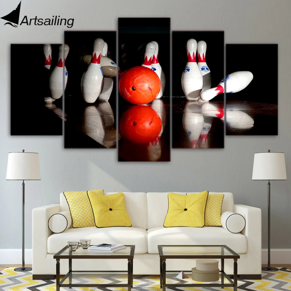 5 piece canvas painting balls bowling game HD posters and prints canvas