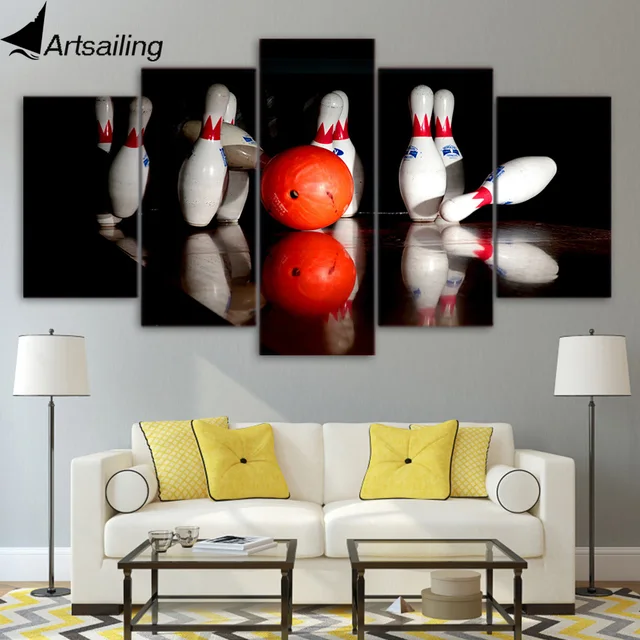 Cheap 5 piece canvas painting balls bowling game HD posters and prints canvas painting for living room free shipping XA-1824A