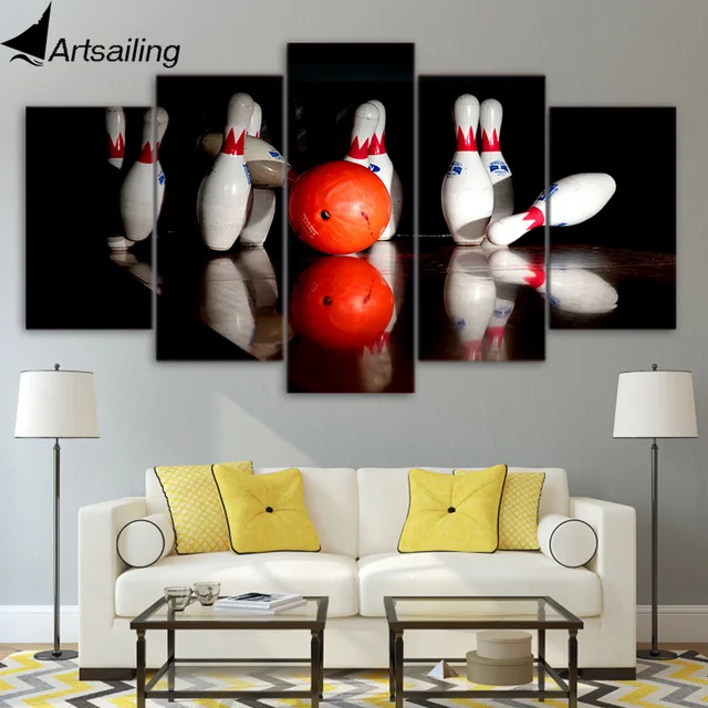 Cheap 5 piece canvas painting balls bowling game HD posters and prints canvas painting for living room free shipping XA-1824A Cheap 5 piece canvas painting balls bowling game HD posters and prints canvas painting for living room free shipping XA-1824A