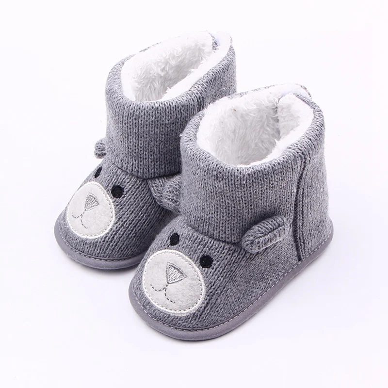 Cartoon Bear Baby Boots Knit Soft Sole Kids Snow Boots Baby Crochet ...