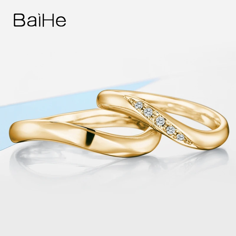 BAIHE Solid 18 K Белое Золото 0.05ct Сертифицированный H/SI круглый натуральные Алмазы обручальные женщины тонкое обручальное кольцо ювелирные изделия