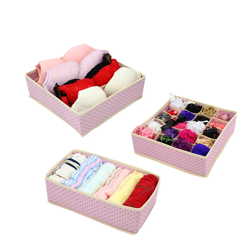 

3PCS Foldable NonWoven Home Underwear Storage Box For Bra Tie Socks Container Organizers Closet Draw Dividers