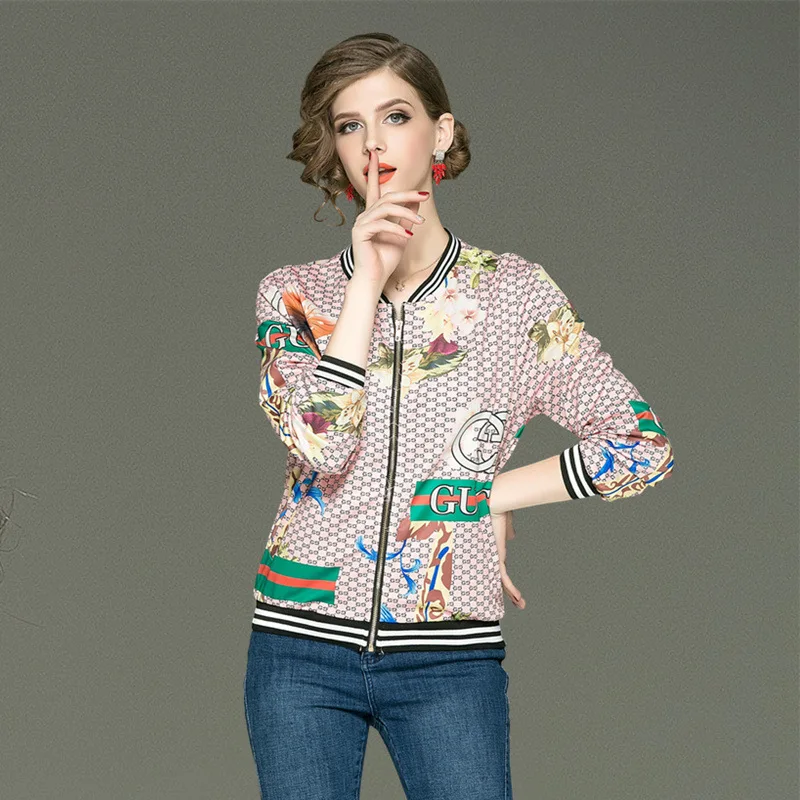

Spring Autumn New Bomber Jacket Women Harajuku Pilot Jacket Coat 2019 Casual Printing Basic Baseball Jackets Outwear Female N910