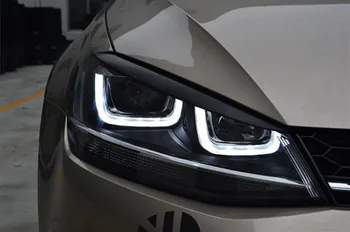 

2pcs ABS Car Headlights Eyebrow Eyelids Trim Emblem Car Styling Case For Volkswagen VW GOLF 7 MK7 Car Accessories