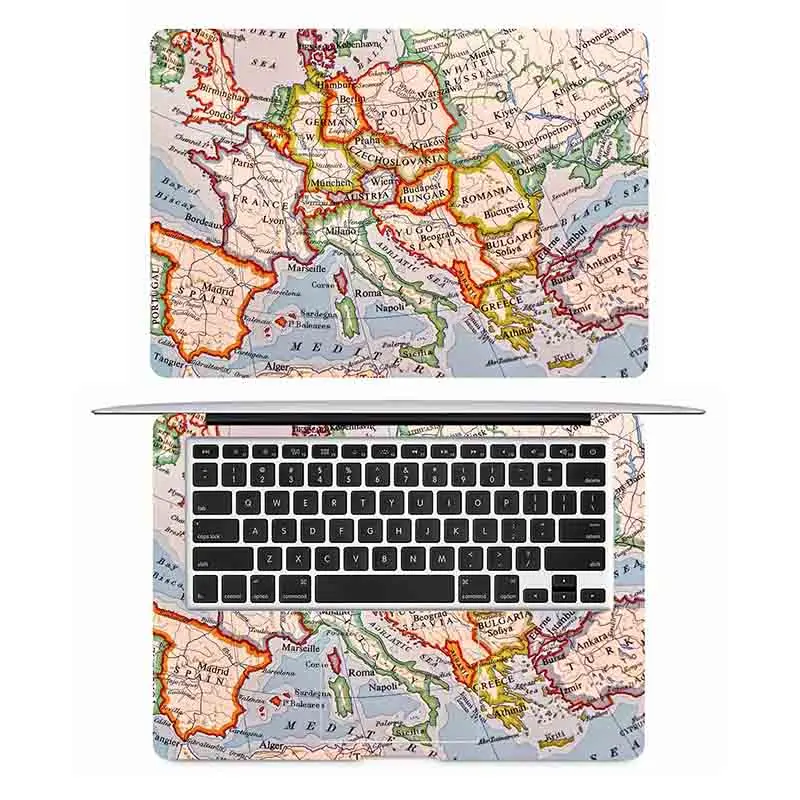 Винтажная Карта Европы чехол для ноутбука с полным покрытием наклейка Apple Macbook Pro