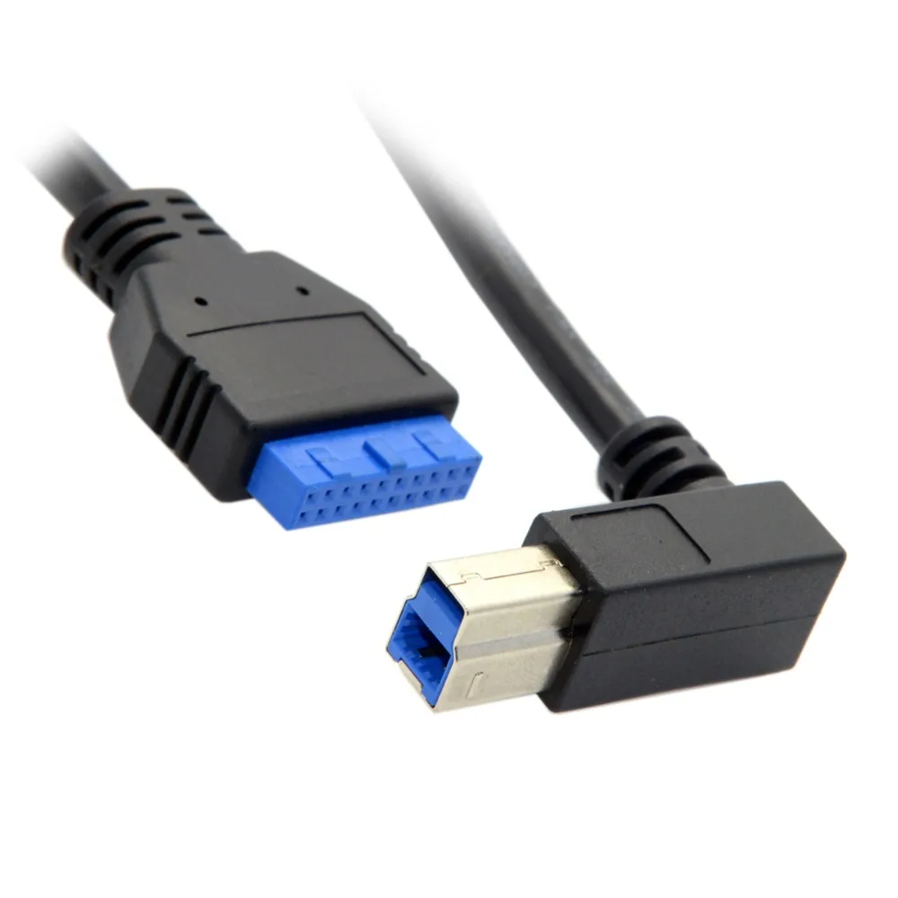 

90 Degree Left angled USB 3.0 B Type Male to USB3.0 Motherboard 19pin Header Cable 50cm