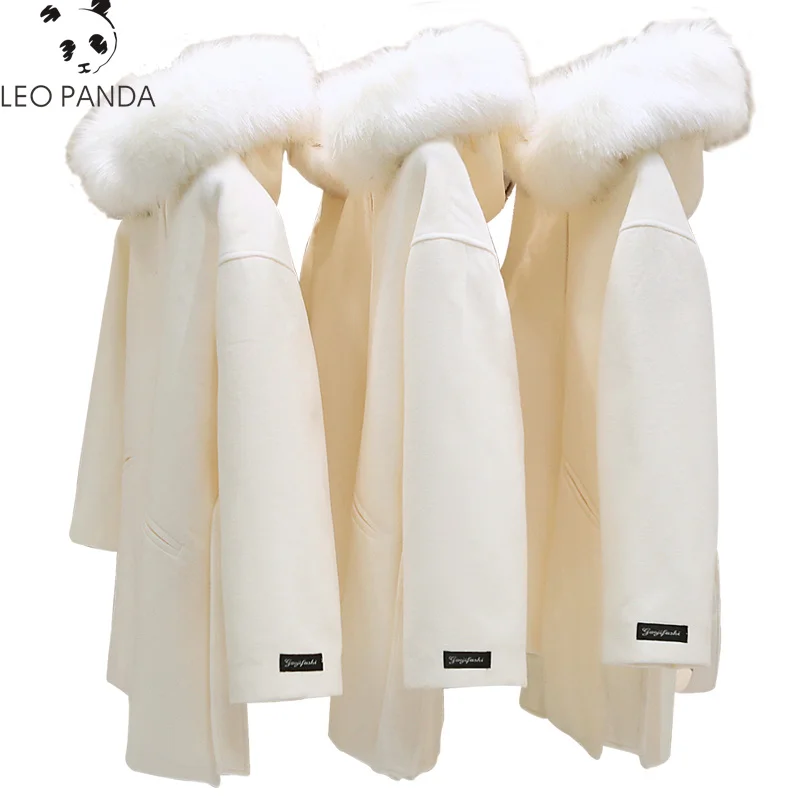 

2019 Winter Fashion Slim Women White Korean Coat Hooded Fake Wool Jacket Plus Size Long Trench Coat Female Overcoats