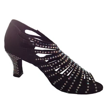 Новые женские черные атласные бальные Латинской Samba Сальса Ceroc Танго Джайв Линия танцевальная обувь на каблуке