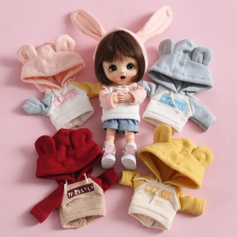 

1pcs Cute OB11 Dolls Long Sleeve Sweater Hoodie Rabbit Ear Sweater shirt for ob11 ,obitsu11 1/12 bjd dolls accessories