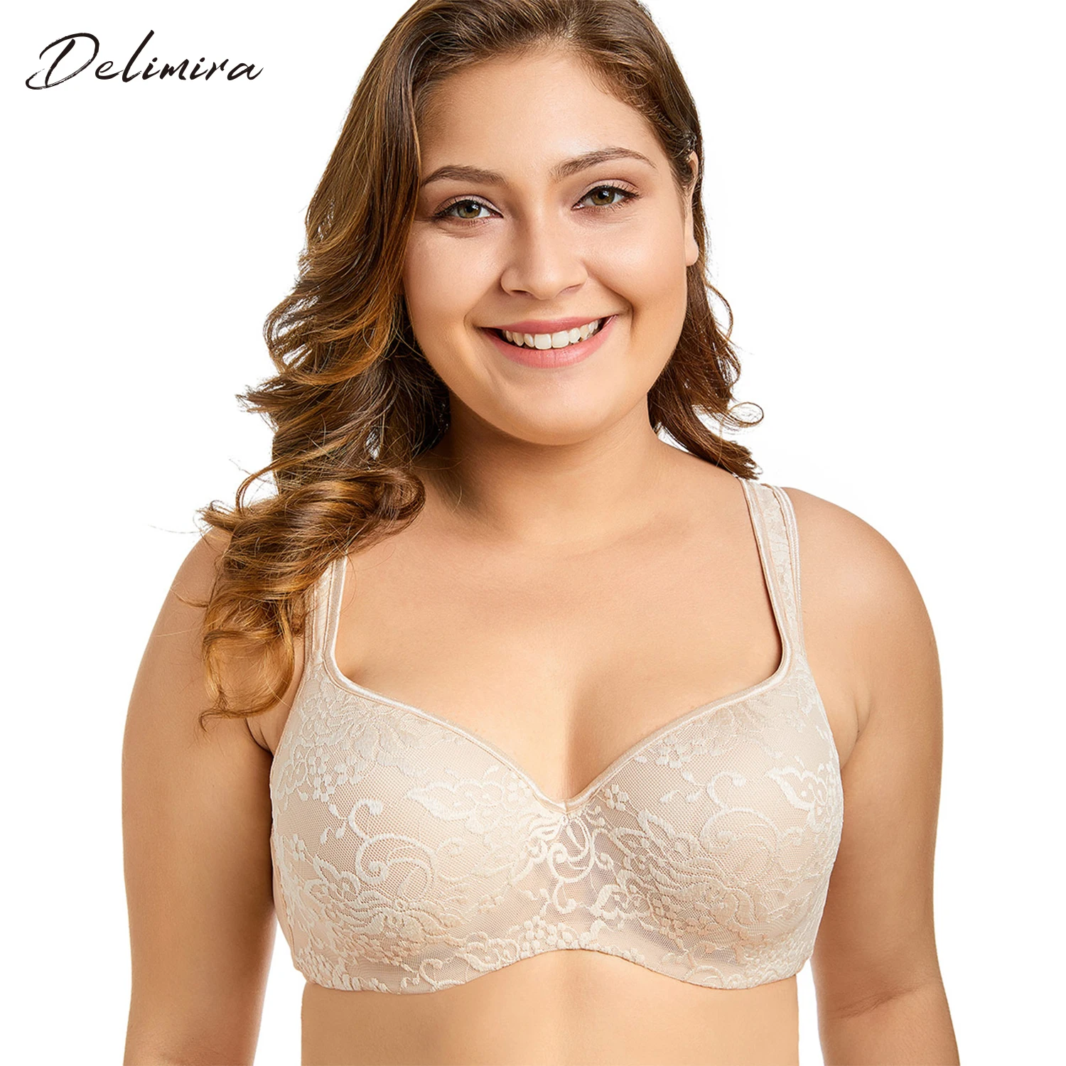 Delimira Women's New Embroidered Underwire Full Coverage Bra