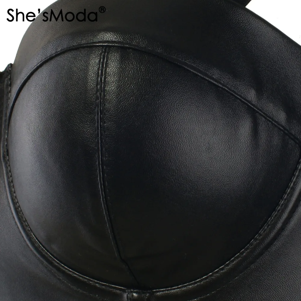 Beste She sModa PU lederen Bralet vrouwen Bustier Bra Night Club Party Cropped Top Vest Plus Size