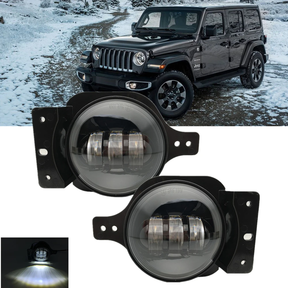 

2pcs Led Fog Light For Jeep JL 4 Inch Front Bumper Driving Light With Mounting Bracket Ring For Jeep Wrangler JL 2018 +