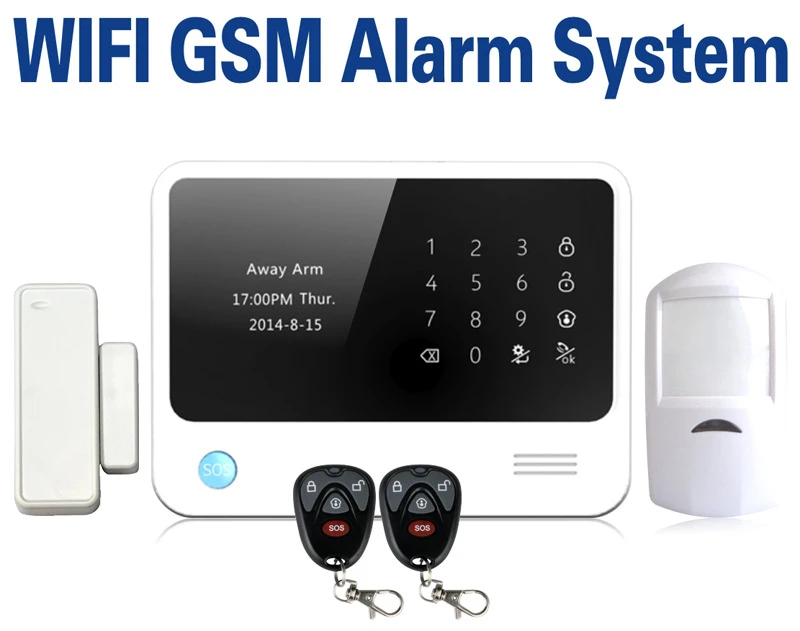

Hot sale LCD touch display home security alarm system IOS Android app control wifi gsm alarm system with sos function