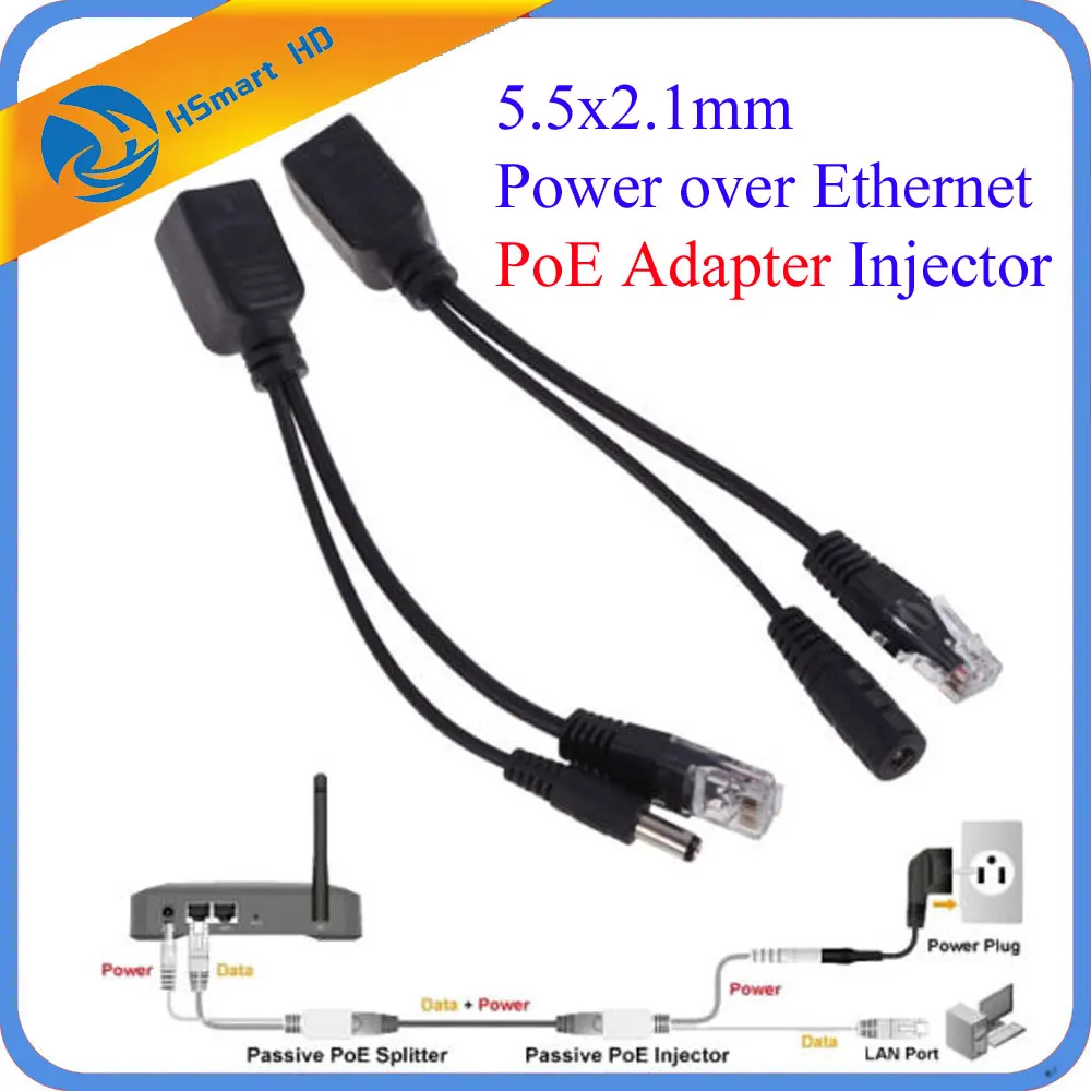 5.5x2.1 мм Мощность через ethernet poe-адаптер Injector + Splitter Kit PoE кабель RJ45 Injector + Splitter Kit для MINI 1080 P IP Камера