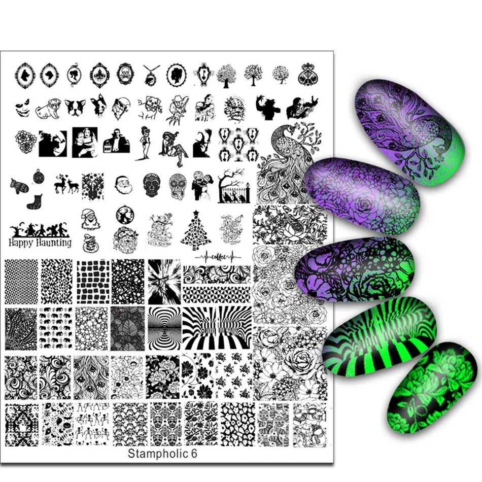 

Exclusive Nail Stamping Plate Super Large 17*21cm Little Monster Flower Skull Image Stamp Template Manicure Nails Beauty Gift