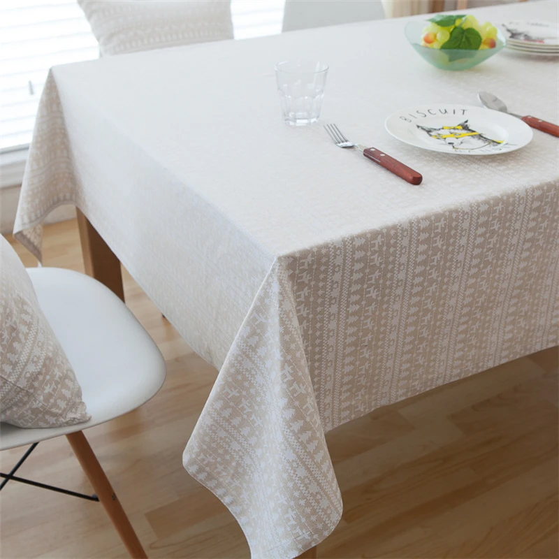 

American Pastoral Style Christmas Theme Deer&Tree Pattern Tablecloth Multi-purpose Cotton&Linen Rectangular Cabinet Table Cover