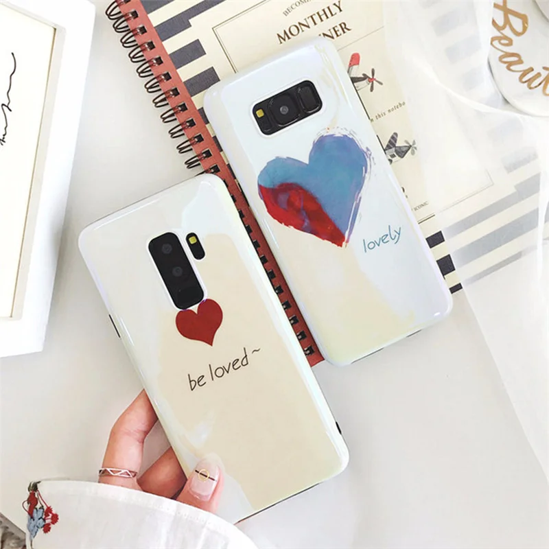 Lovely Cartoon Couples Love Case For Samsung Galaxy S8 S9 Plus Blue light Soft Phone Cover Note 8 S7 Edge Cases |