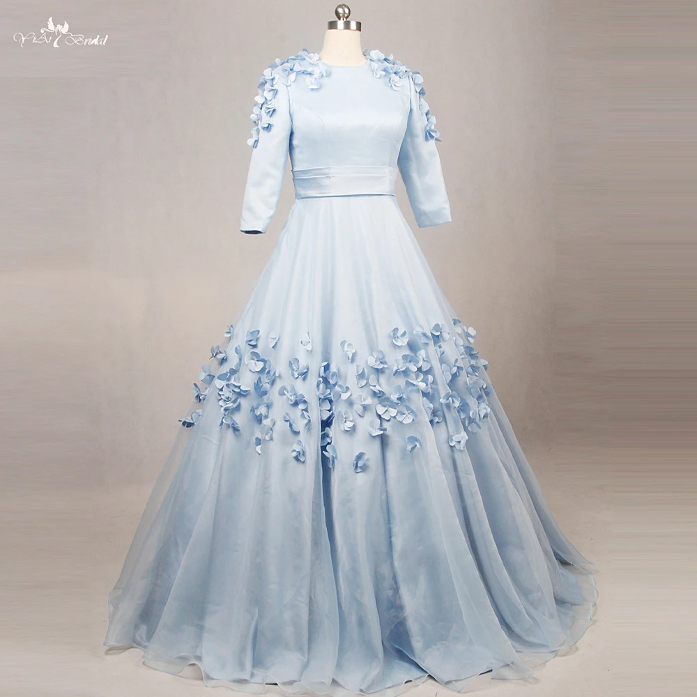 long sleeve baby blue dress