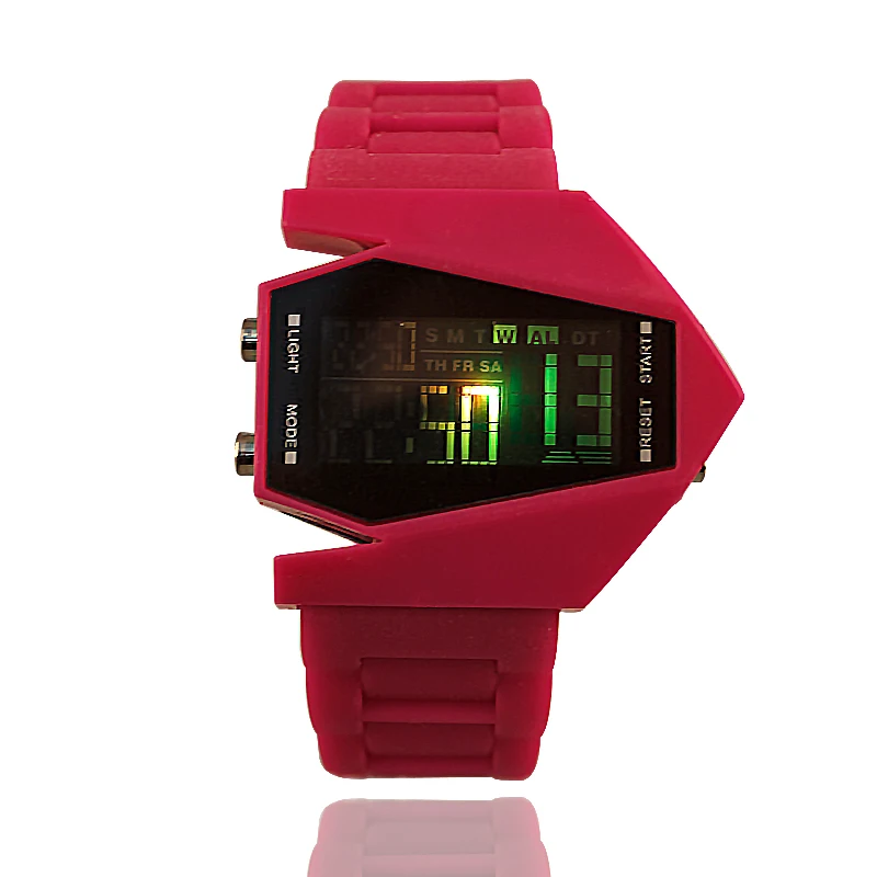 

The new fashion leisure women watches airplane model creative silicone watch digital display LED sports watch for men