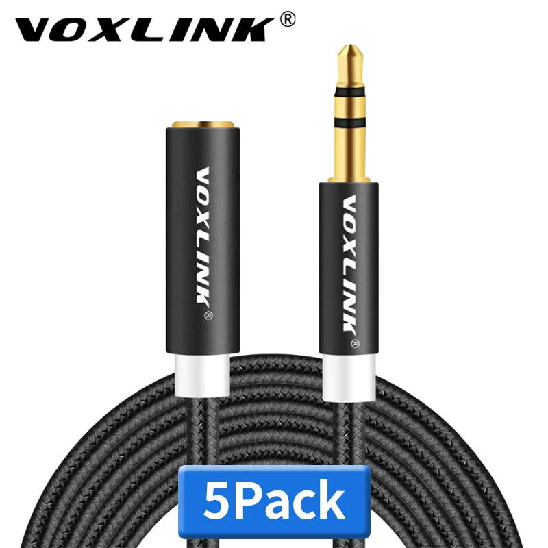 

VOXLINK 5Pack 3.5 Audio Cable 3.5mm Speaker Line Aux cord for iPhone 6 Samsung galaxy Car Headphone for Xiaomi redmi Audio Jack