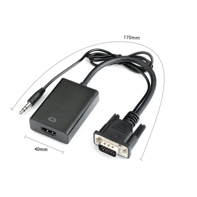 Преобразователь из VGA в HDMI кабель адаптер с аудио выходом 1080P видео кабель конвертер адаптер для ТВ DVD ПК HD ТВ проектор