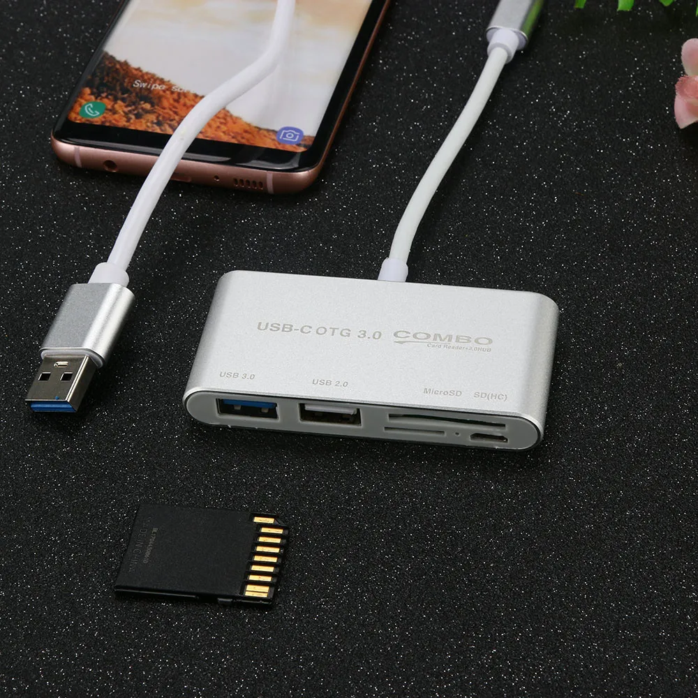 5 в 1 USB C концентратор Тип C SD TF кард-ридер USB 3,0 хабы с Micro USB порт питания Sup порт ing несколько форматов карт 31