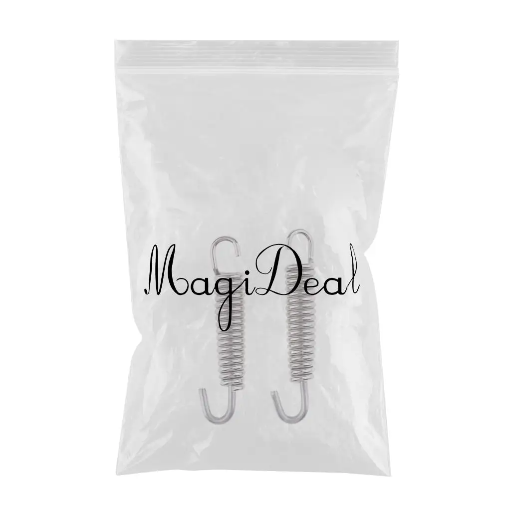 2Pcs 65mm Motorcycle Stainless Steel Exhaust Pipe Muffler Spring Hook Superior Strength Appearance