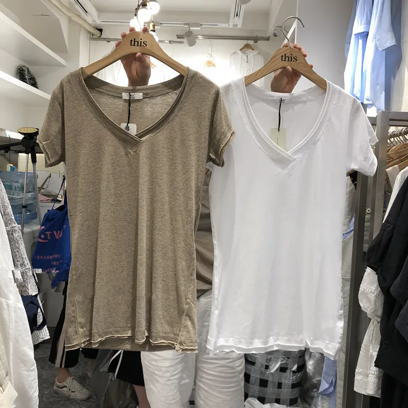 Women's-Basic-V-neck-T-Shirt-Cotton-Plain-Short-Sleeves-Summer-Tee-Shirt-Casual-Female-White-Tunic-Tops (7)