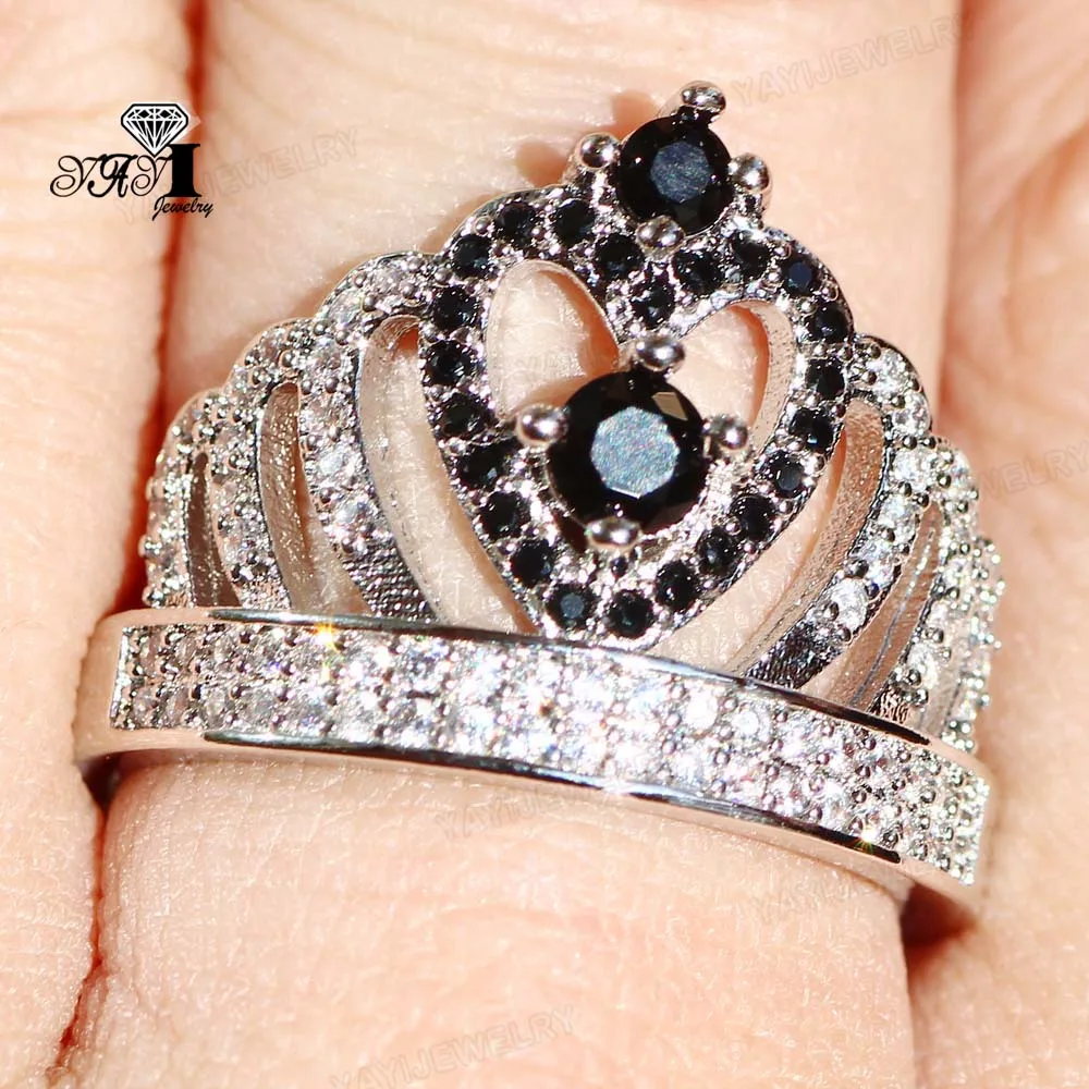 Ювелирные изделия YaYI Princess Cut 8 CT черные циркониевые серебряные кольца для