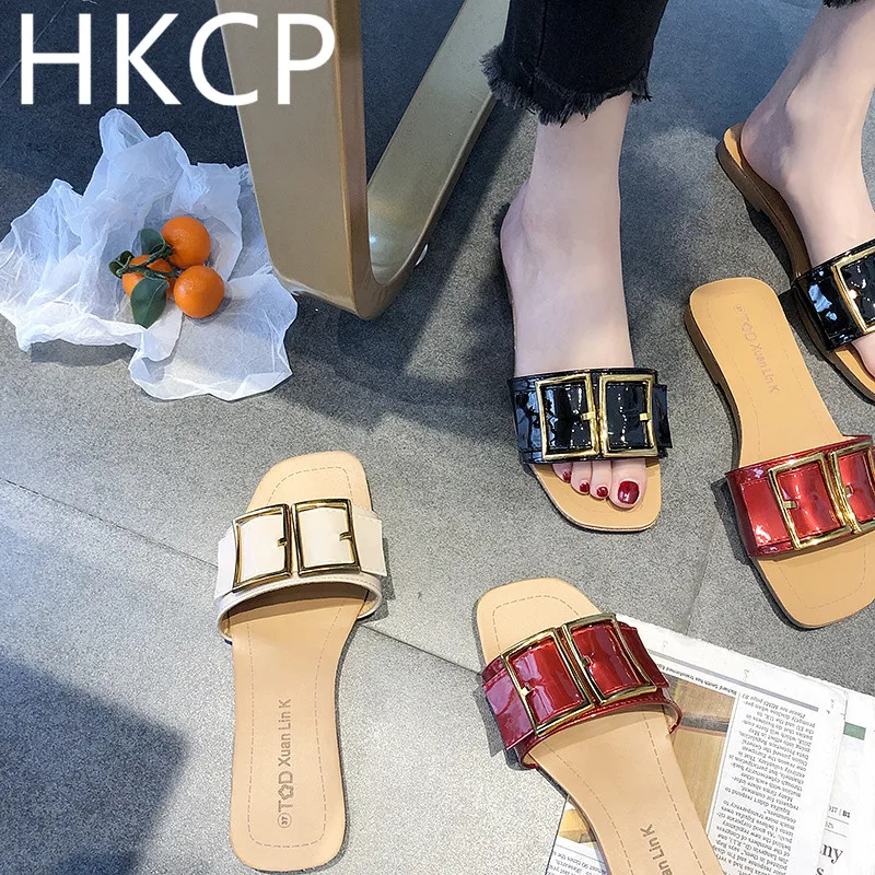 

HKCP Fashion 2019 south Korean version of the new female xia fang buckle flip-flops for students with beach slippers C172