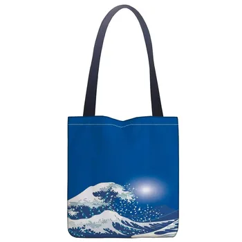 

Art Cartoon Painting Tote Bag For Women Canvas Fabric Bags Eco Reusable Shopping Bags Traveling Beach Casual Useful Shoulder Bag