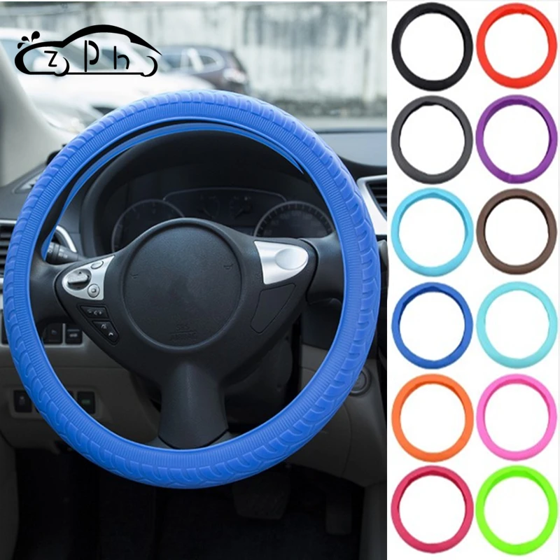 

Free Ship Car Silicone Steering Wheel Glove Soft Colorful Universal Skin Cover Accessories For VW BMW Toyota Hyundai Honda Benz