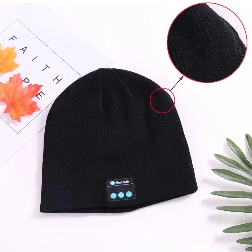 

Ostart Wireless Bluetooth Smart Earphone Music Knitted Beanie Hat Winter Keep Warm Cap With Mic Speaker for iOS Android