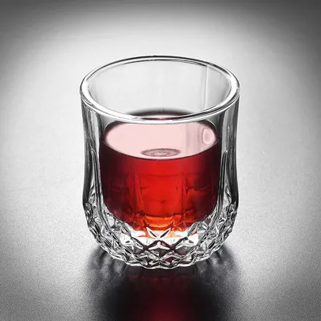 Двухслойный стеклянный стакан для виски хрустальный стеклянный es винный Чай Кофе шампанское пивная стеклянная чашка барные аксессуары - Цвет: Short Cup