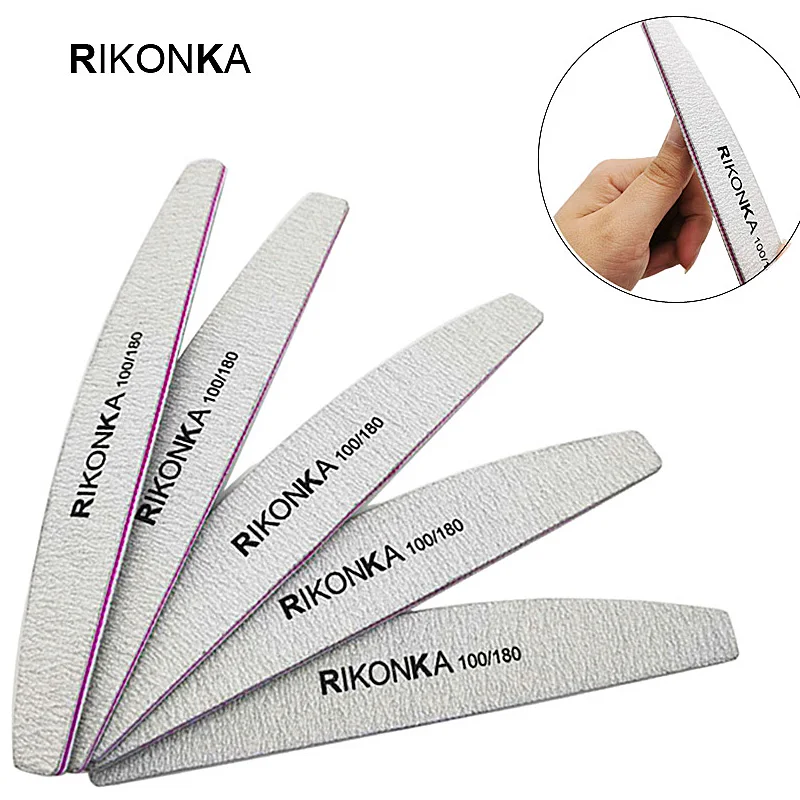 

5pcs/Lot Nail File For Nails 100/180 Strong Thick Sandpaper Sanding Nail Files Buffer For Manicure Polish Salon Tool Grey Boat