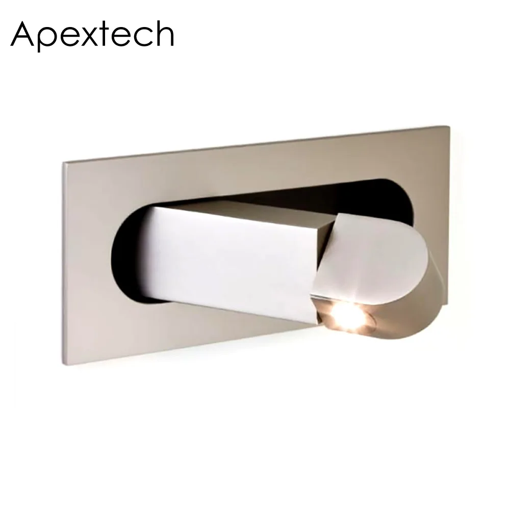 

Apextech Bedroom LED Wall Light Cree LED Inside Recessed Bedside Reading Lamp Angle Adjustable Freely For High-end Hotel, Home