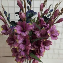 7 головок дешевые искусственные гладиолусы цветок шелковая Орхидея растение осенний Меч Орхидея Декор Свадебные фальшивые цветы стол для рождественской вечеринки