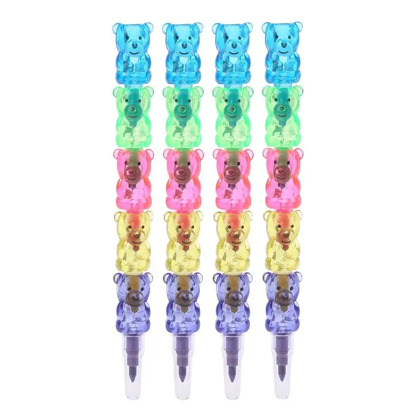 

ZHUTING High Quality 1 Set / 4 Pcs 5 Colors Stacker Swap Cute Snowman crayon For School Children painting Toys