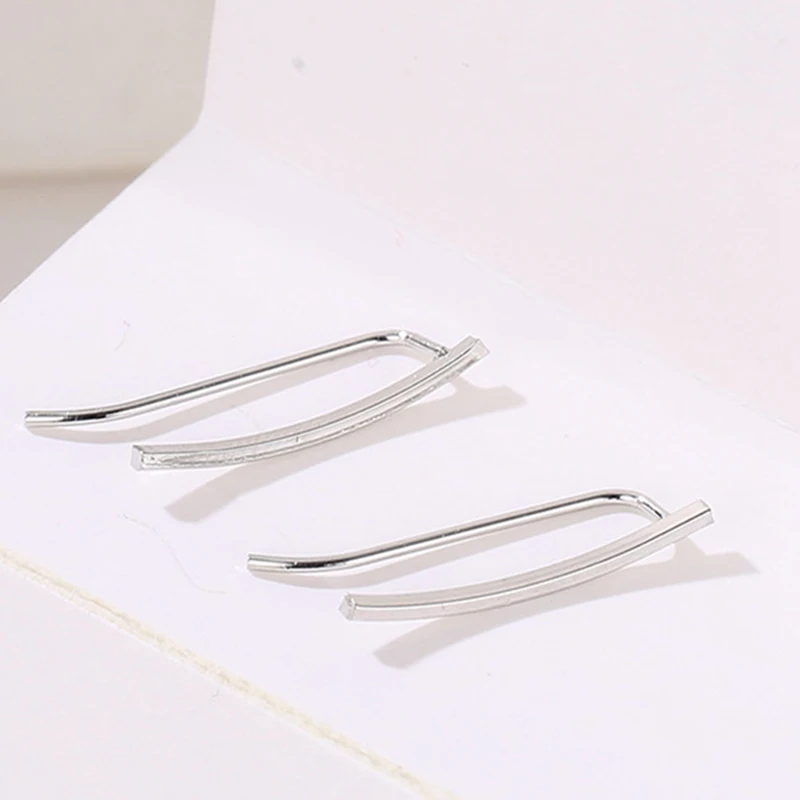 Brief Contemporary Minimalist Gold Silver Black Copper Line Bar Earrings For Women Fashion Personality Creative Earrings