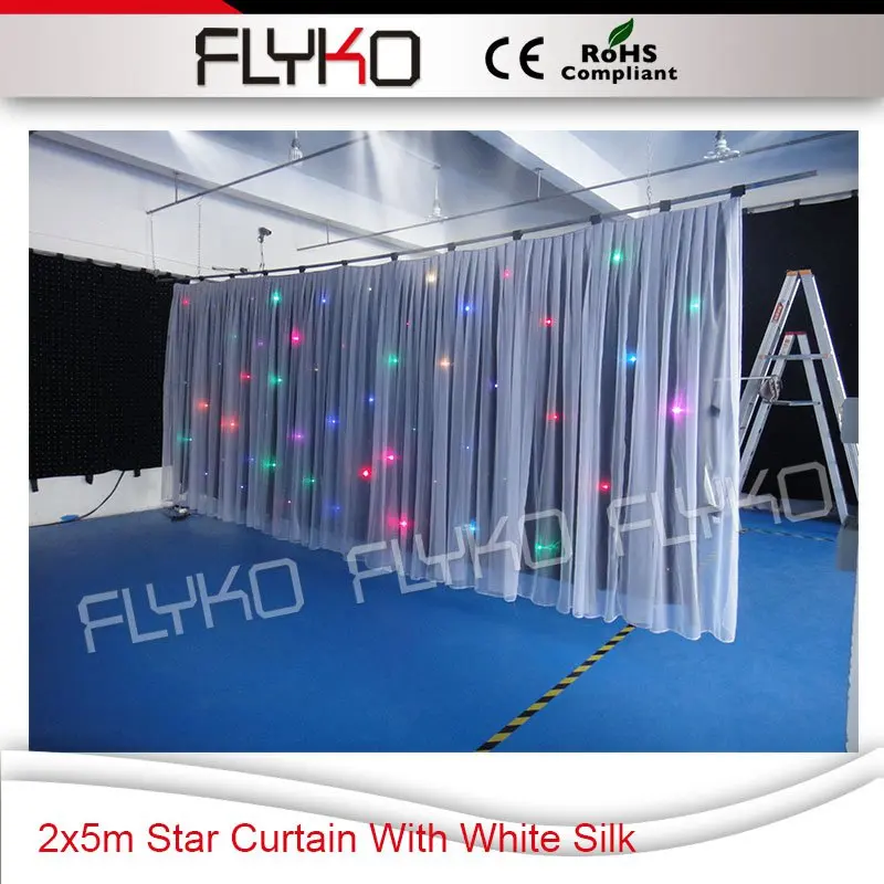 

white silk star curtain 2M x 5M flexible fireproof color mixing curtain twinkling star display