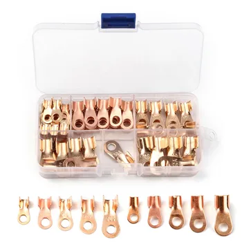 

YT 70PCS Bolt Hole Tinned OT Open Ring Type Copper Terminal Lugs Non-insulated Wire Cable Terminal Connector 10A/20A/30A/40A/50A