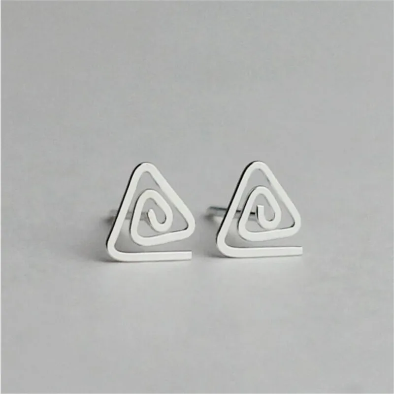 

Punk Geometric Triangle Spiral Stud Earrings Minimalist 925 Sterling Silver Earrings For Women And Men Birthday Party Gift ES247