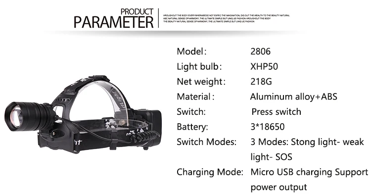 XHP70 мощный головной светильник, 6000лм, высокая мощность, светодиодный налобный фонарь, фонарик, фонарь с зумом, головной светильник для кемпинга, 3*18650