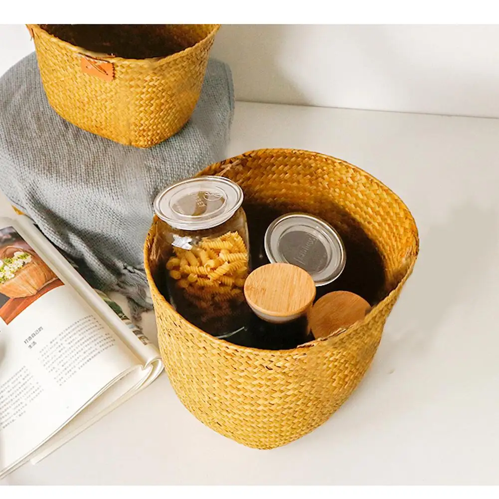 Hand-knitted Toy Storage Basket Fruit Basket Nordic Style Plant Pot Basket Hand-woven Collapsible Flower Basket
