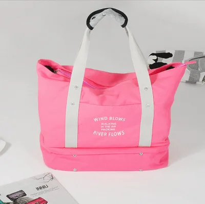 Дорожная сумка для женщин Дорожные сумки w/сумка для обуви сумка для переноски багажа Брезентовая Сумка выходные сумки Bolso para Deporte - Цвет: Pink