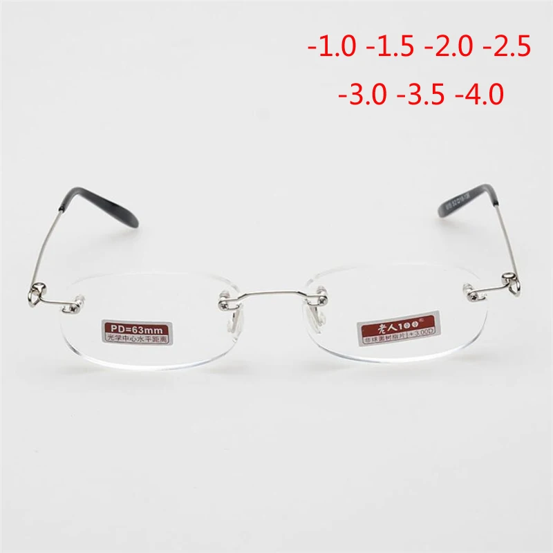 

New Frameless Myopic Glasses Frame Eyeglasses Men Women Ultralight Rimless Frame Myopia Glasses 100 ~ 400 Degrees
