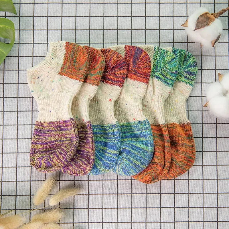 

Women's cotton colour-matching, color-colliding, thick thread, recreational breathable and odor-proof boat socks